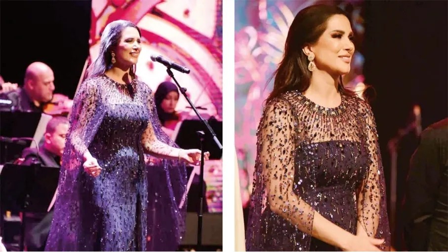 زين عوض على المسرح في أمسية إحياء ذكرى وردة الجزائرية